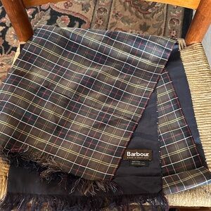 Barbour Men's Plaid 100% silk Scarf - Black, Red, and Yellow made in Scotland